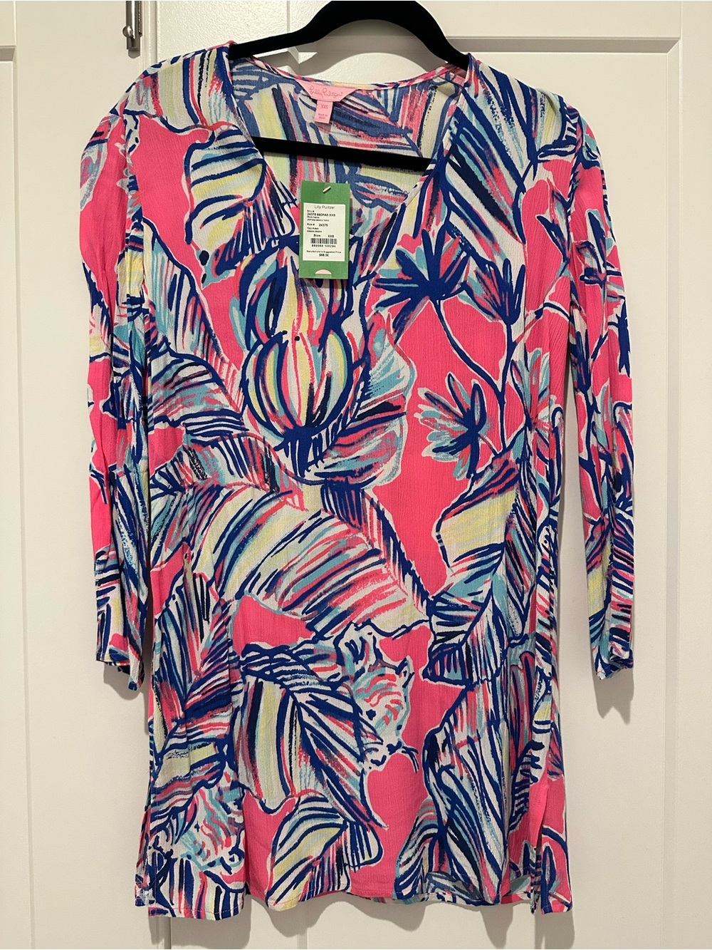 Lilly Pulitzer Pink Tropical Leaf V-Neck Tunic